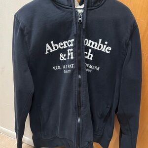 Abercrombie & Fitch Dark Navy Sherpa-Lined Zip Hoodie